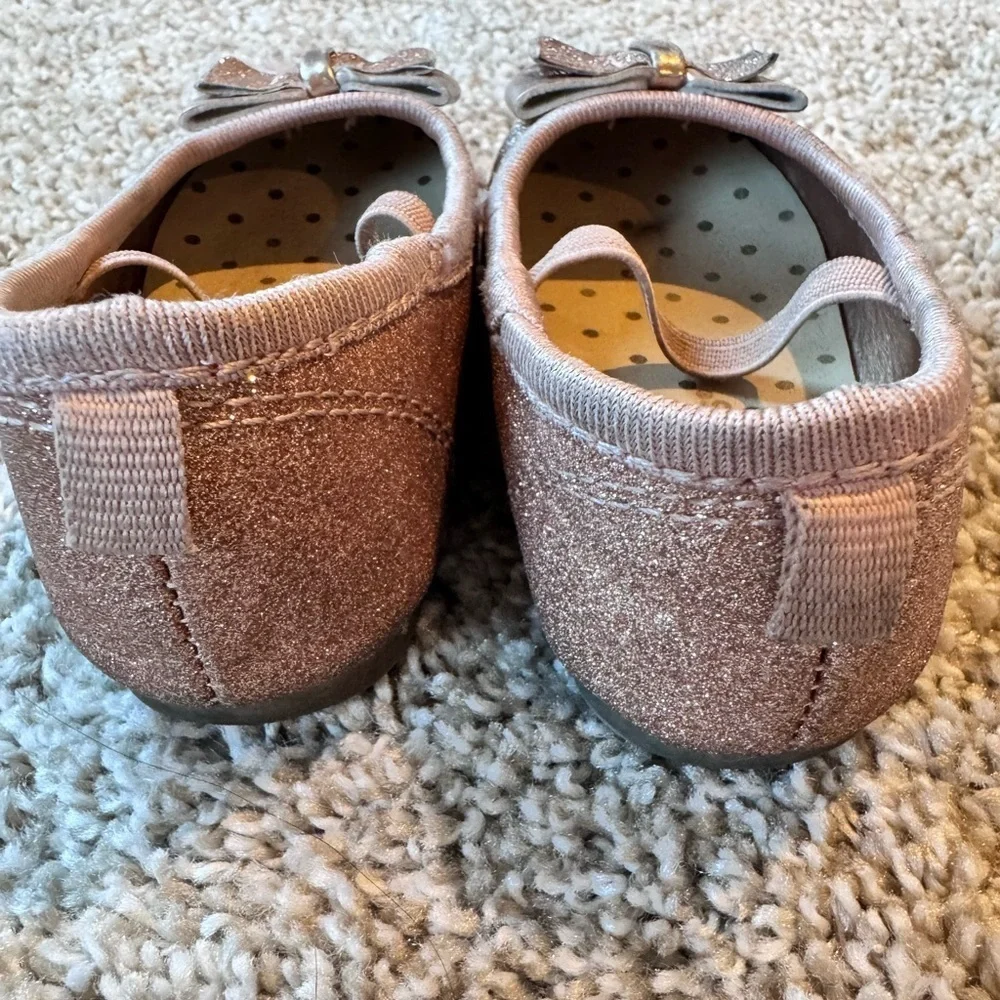 Carter's toddler girl pink glitter dress shoes slip on shoes with bow size 6